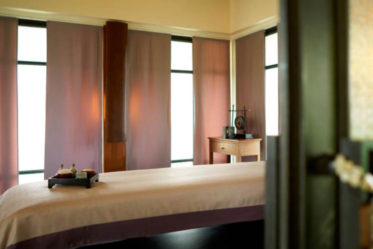 Spa treatment room and bed